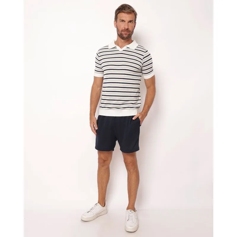 Bermuda Masculina Reta Atoalhada Com Bolsos Marinho G