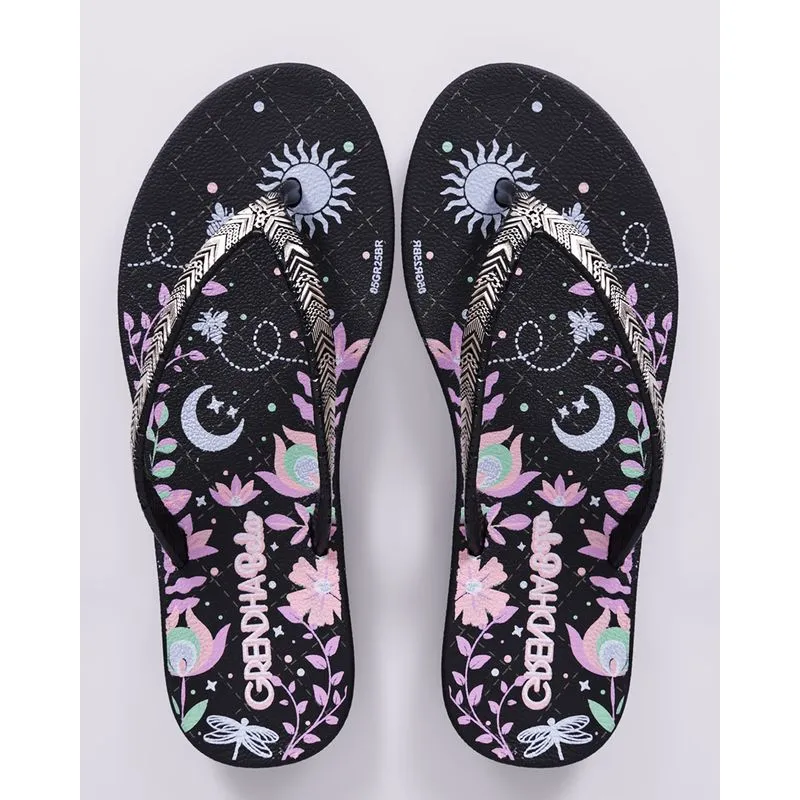 Chinelo Ipanema Infantil Bela Amor em Flor Preta 25