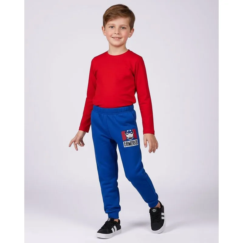 Calça Moletom Infantil Algodão Capitão América Azul 4