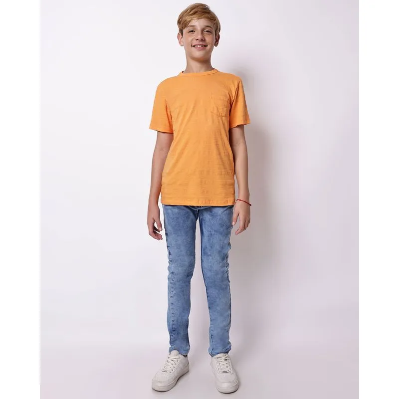 Calça Jeans Juvenil Skinny Marmorizada com Bolsos Azul 16