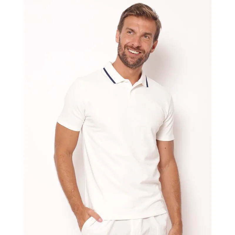 Camisa Polo Masculina Algodão Texturizado Off White UN