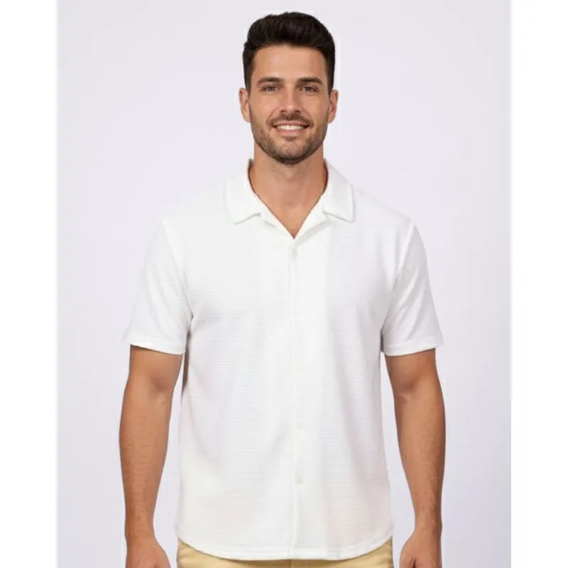 Camisa Masculina Manga Curta Texturizada Off White G