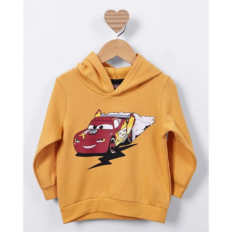 Blusão Moletom Bebê Algodão Disney McQueen com Capuz Mostarda 2