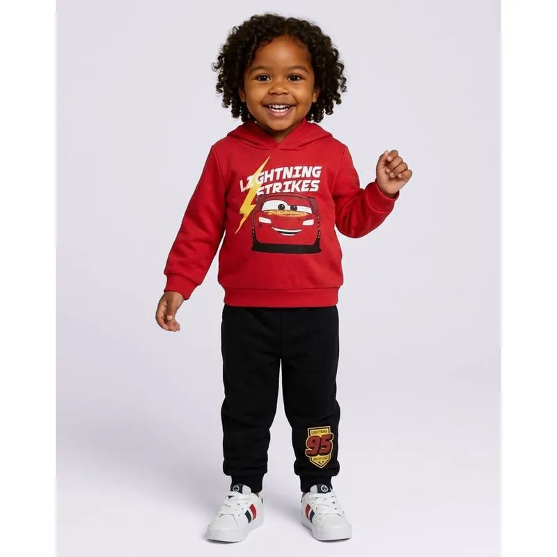 Conjunto Moletom Bebê Algodão Disney McQueen com Capuz Vermelho 3