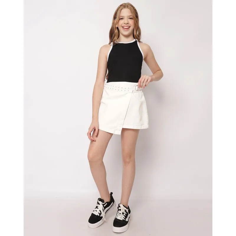 Saia Sarja Juvenil com Sobreposição Tachas Off White 14