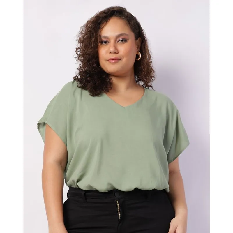 Blusa Plus Size Feminina Berry & Co. Viscose Verde G1
