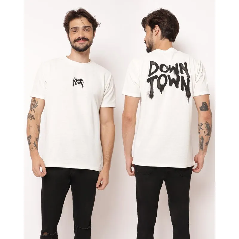 Camiseta Masculina Texturizada Estampa Frente Costas Off White XGG