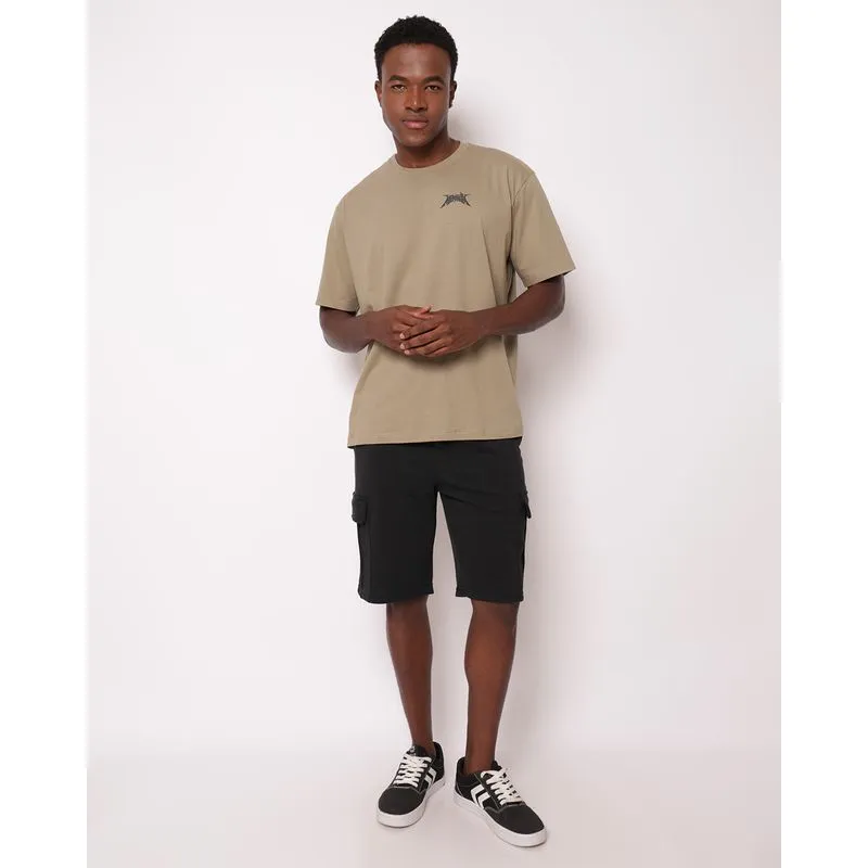 Bermuda Masculina Reta Moletinho com Bolsos Cargo Preta GG