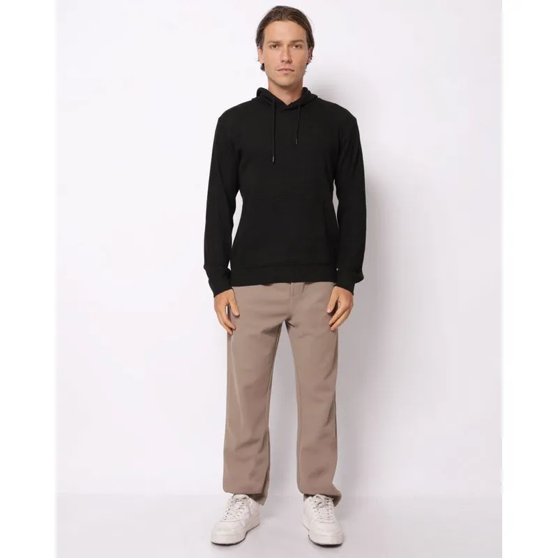 Calça Masculina Reta Texturizada com Bolsos Bege M