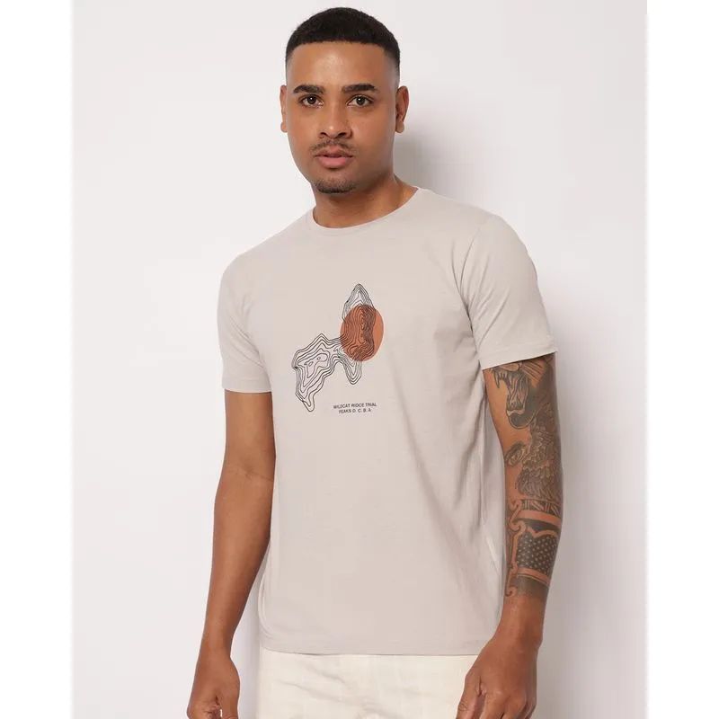 Camiseta Masculina Algodão com Estampa Manga Curta Bege M
