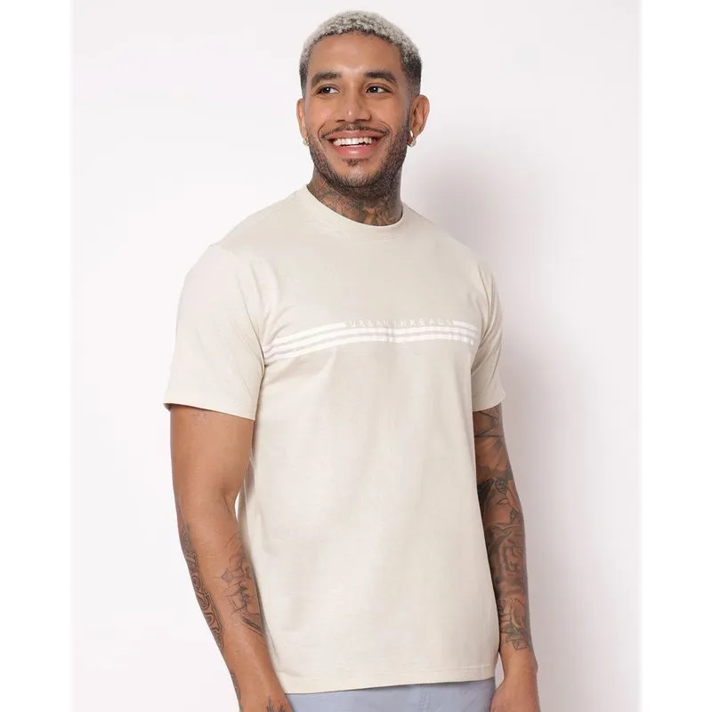 Camiseta Masculina Algodão Estampa Urban Threads Manga Curta Bege PP