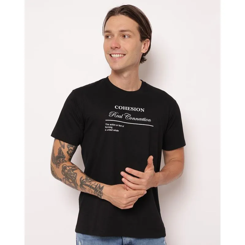 Camiseta Masculina Algodão Estampa Frontal Preto G