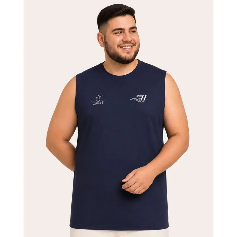 Regata Plus Size Masculina Machão Estampa Marinho G2