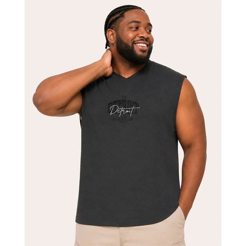 Regata Plus Size Masculina Machão Estampa Frontal Cinza G1