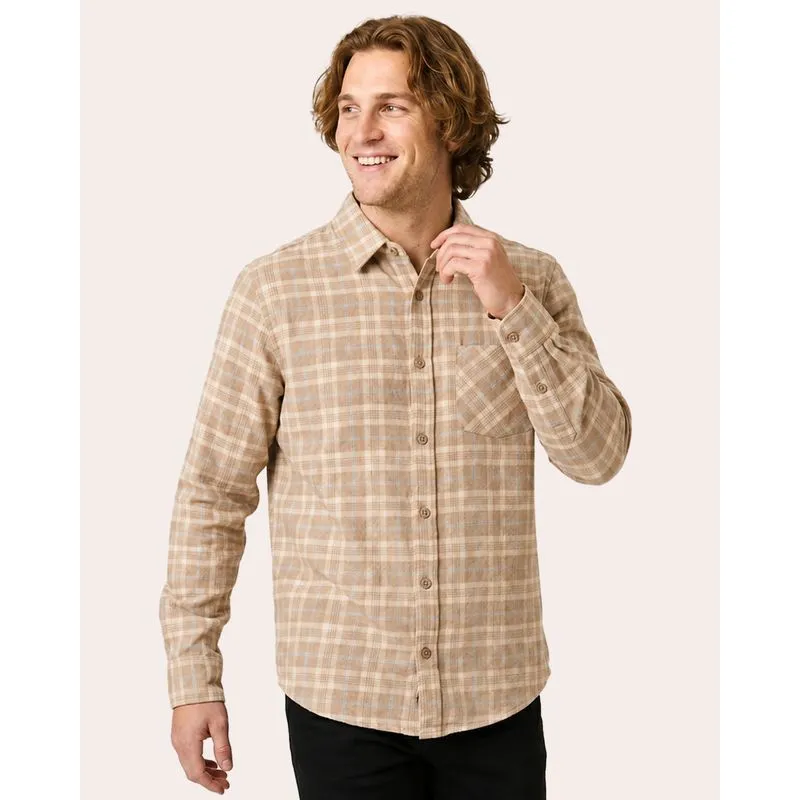 Camisa Masculina Xadrez Flanelada Manga Longa Bege GG