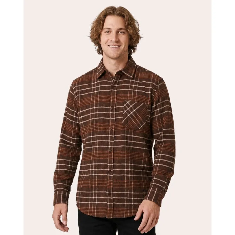 Camisa Masculina Xadrez Flanelada Manga Longa Marrom GG