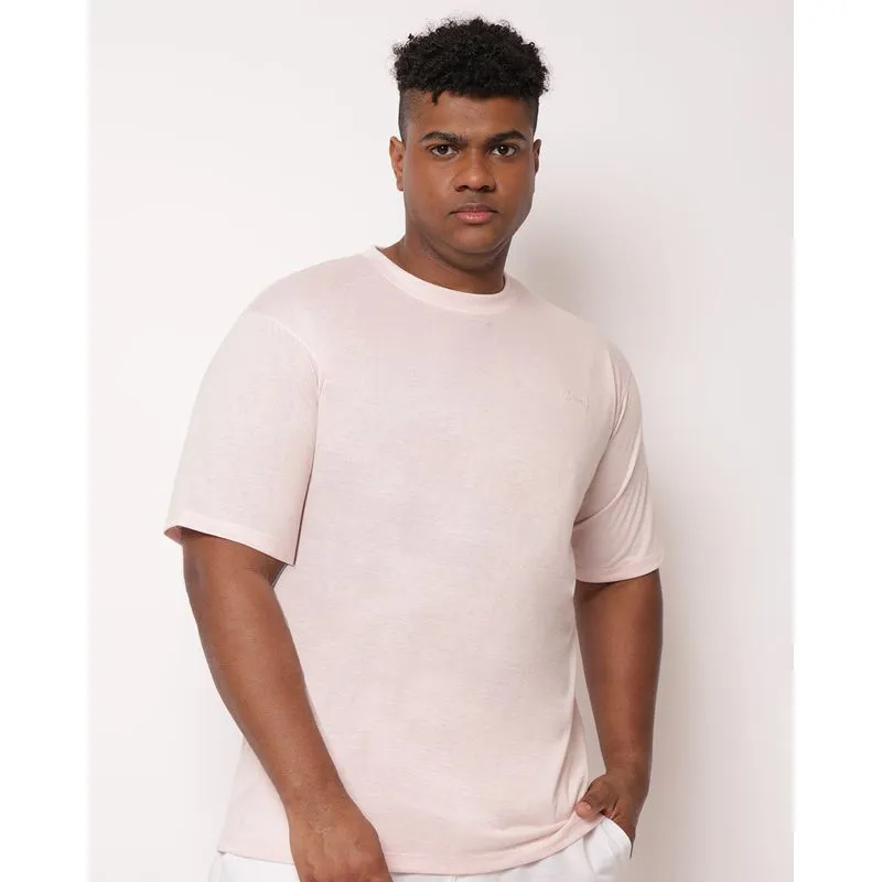 Camiseta Plus Size Masculina Linho Manga Curta Rosa G1