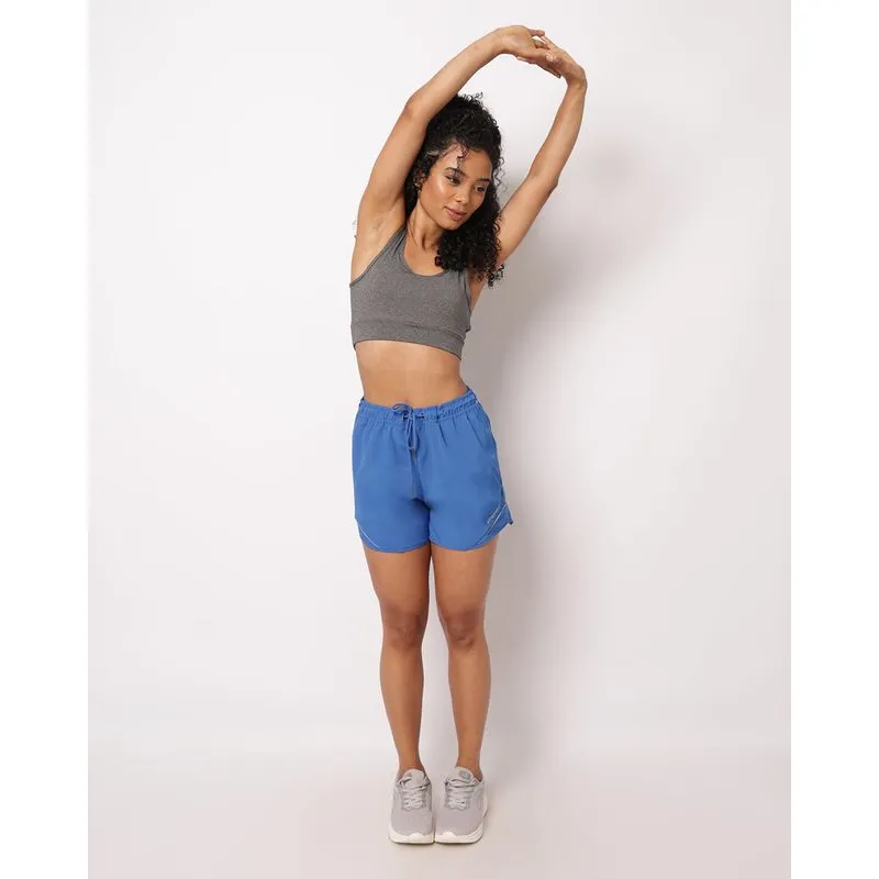 Short Fitness Feminino Fitter Boxer Refletivo Azul GG