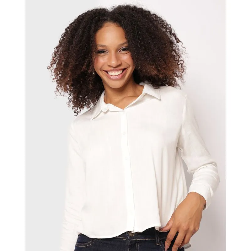Camisa Feminina Viscose Berry & Co. Manga Longa Branca M