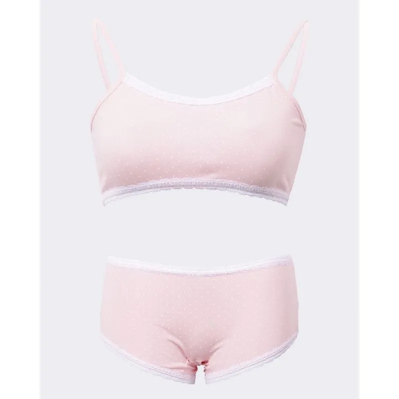 Conjunto Juvenil Lingerie Algodão Estampado Rosa 16