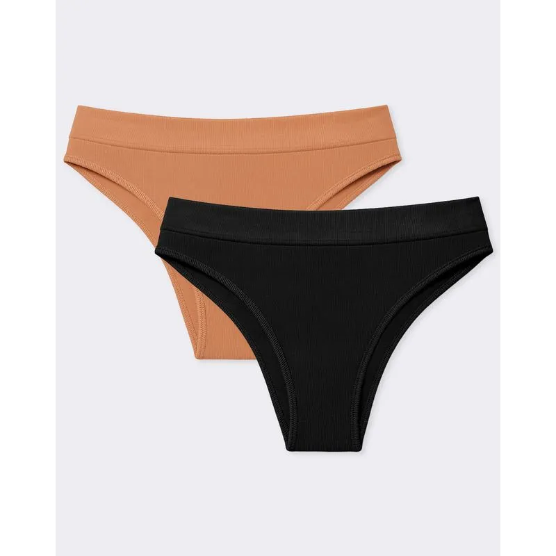 Kit 2 Calcinhas Feminina Biquíni Poliamida Marrom e Preta G