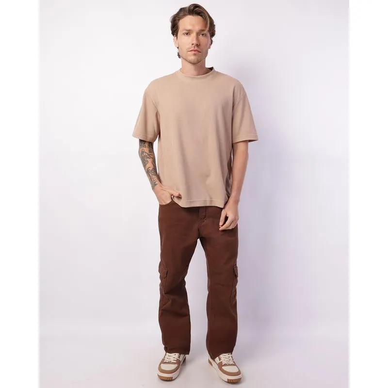 Calça Sarja Masculina Cargo Marrom 46