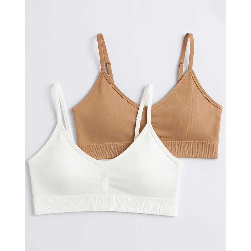 Kit 2 Sutiãs Feminino Top Poliamida Bege e Branco G