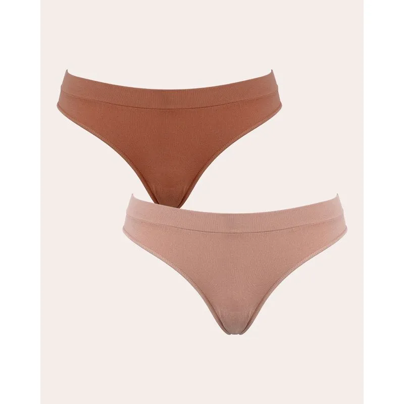 Kit 2 Calcinhas Feminina Biquíni Poliamida Bege e Marrom G