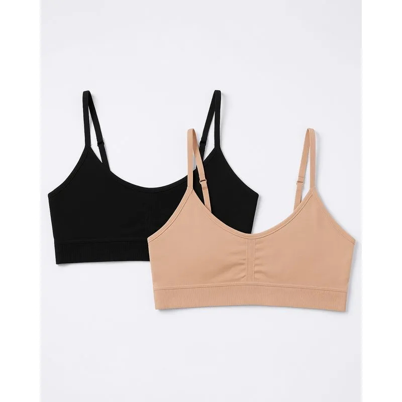 Kit 2 Sutiãs Feminino Top Poliamida Bege e Preto GG