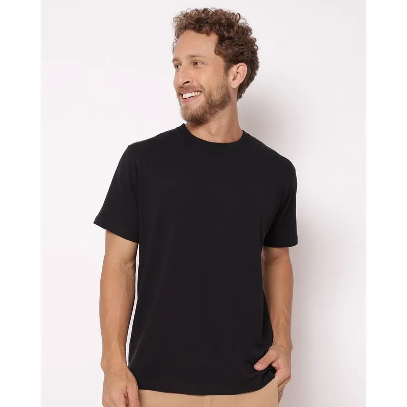 Camiseta Masculina Básica Manga Curta Preta XG