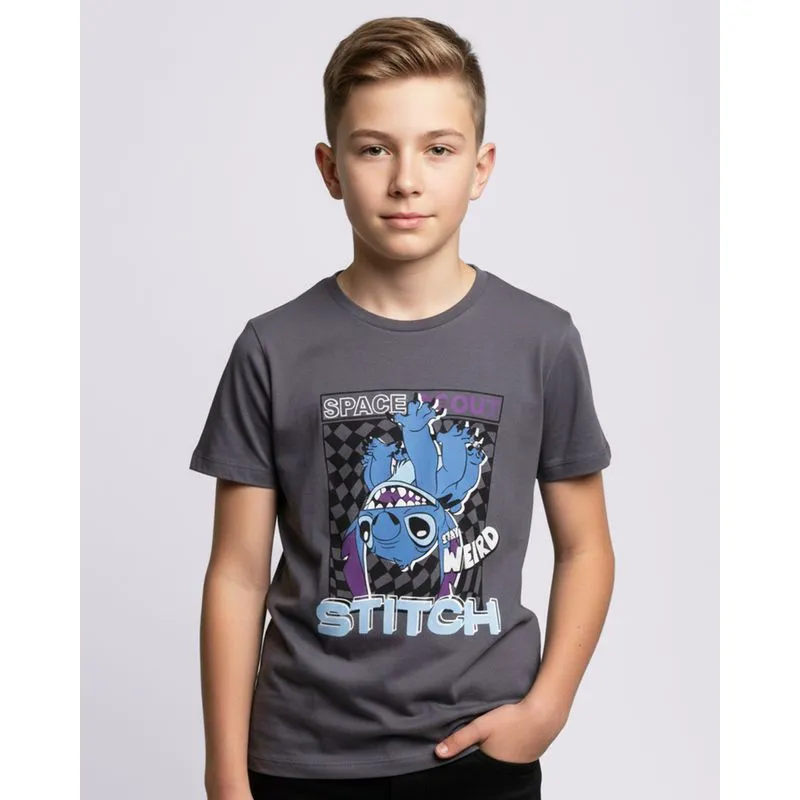 Camiseta Juvenil Algodão Disney Stitch Cinza 10