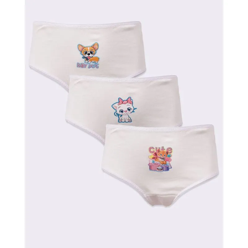 Calcinha infantil Avulsa Tam 6 com Estampas Sortidas Off White 6