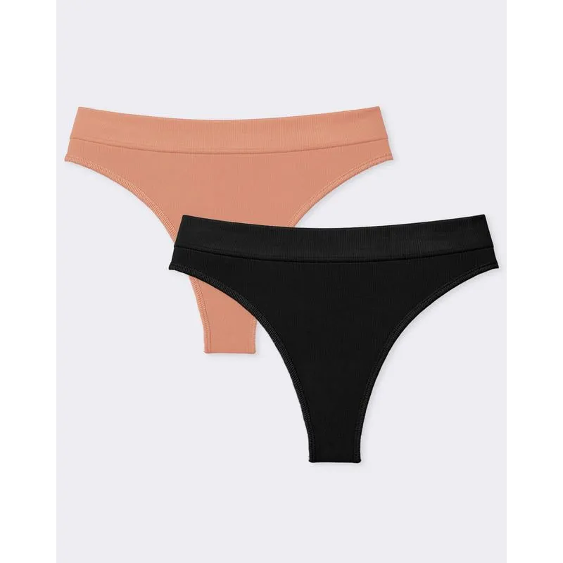 Kit 2 Calcinhas Feminina Fio Dental Poliamida Marrom e Preta G