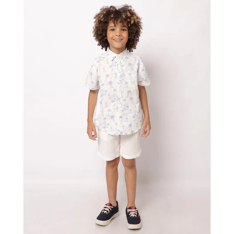 Bermuda Infantil Reta Algodão Texturizado com Bolsos Branco 8