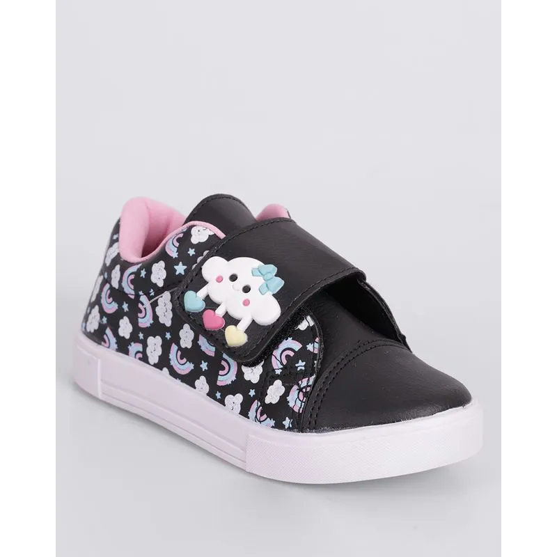 Tênis Infantil Casual Minipasso Estampada com Aplicação Preto 27