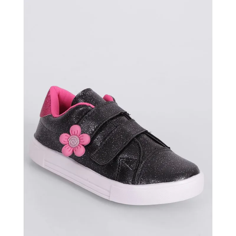 Tênis Infantil Casual Minipasso Glitter com Aplicação Preto 17