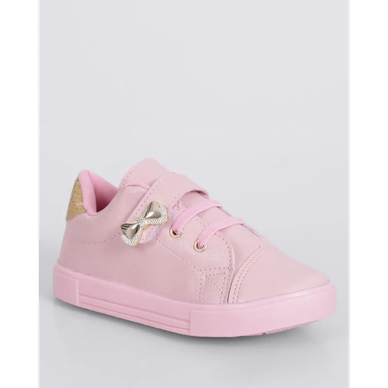 Tênis Bebê Minipasso com Laço e Glitter Rosa 24
