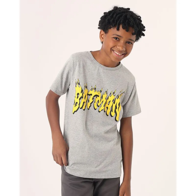 Camiseta Juvenil Algodão Manga Curta Batman Cinza 18