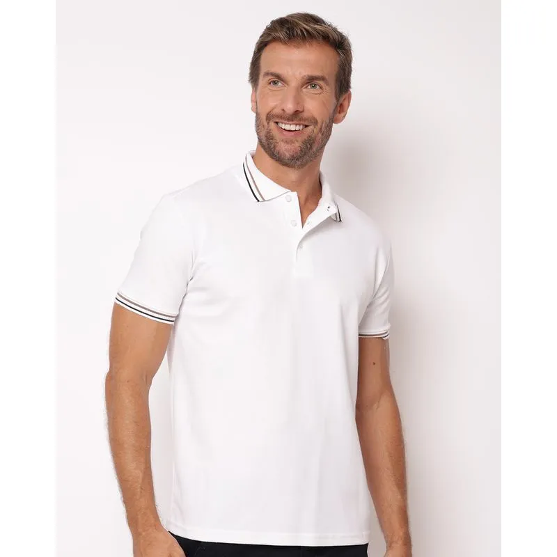 Camisa Polo Masculina Manga Curta Analogy Branca GG