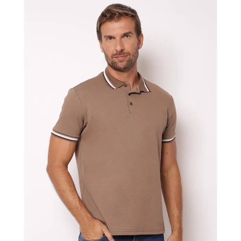 Camisa Polo Masculina Manga Curta Marrom M