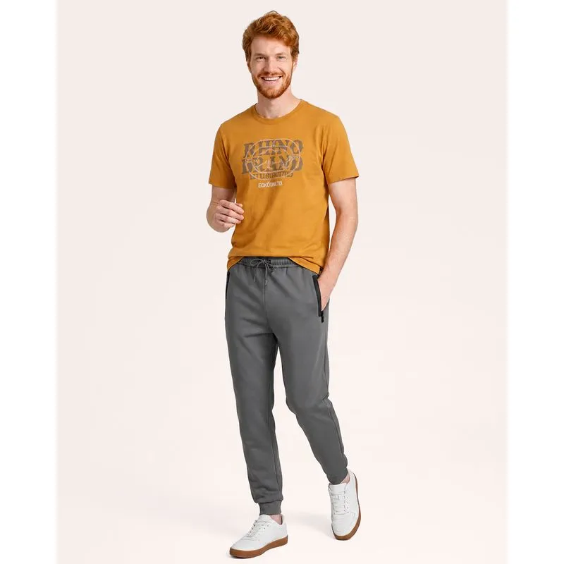 Calça Moletom Masculina Jogger com Bolsos Cinza P