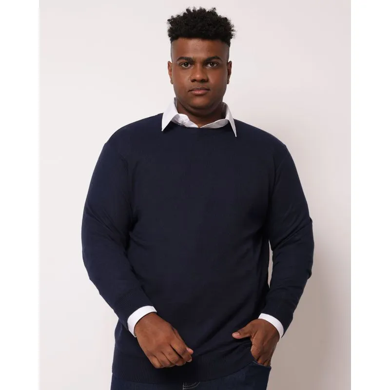 Suéter Plus Size Masculino Tricô Marinho G1