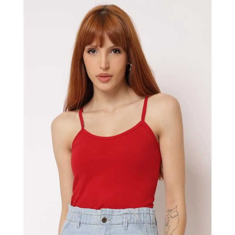 Blusa Feminina Básica Alcinhas Lisa Vermelha G