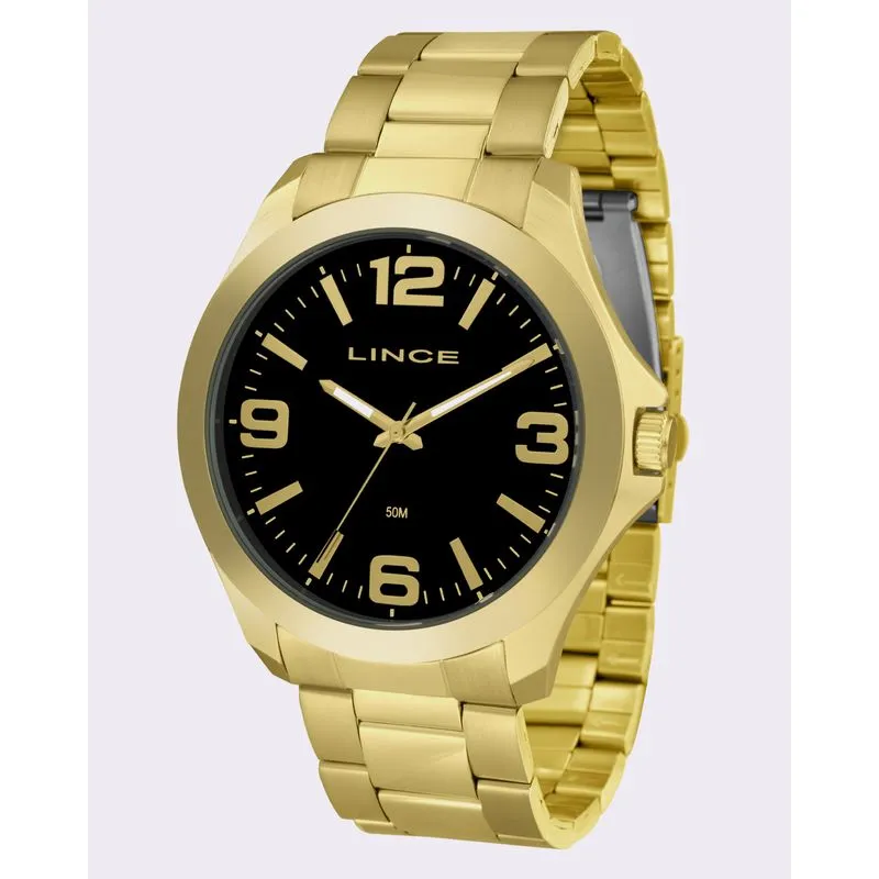 Relógio Masculino Lince Dourado UN