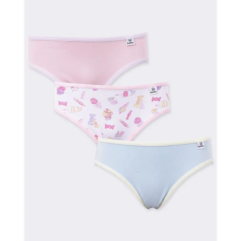Kit 3 Calcinhas Biquíni Infantil DelRio Estampas Sortidas Rosa P