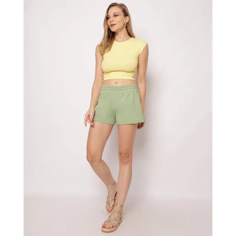 Short Feminino Moletinho Básico Verde M