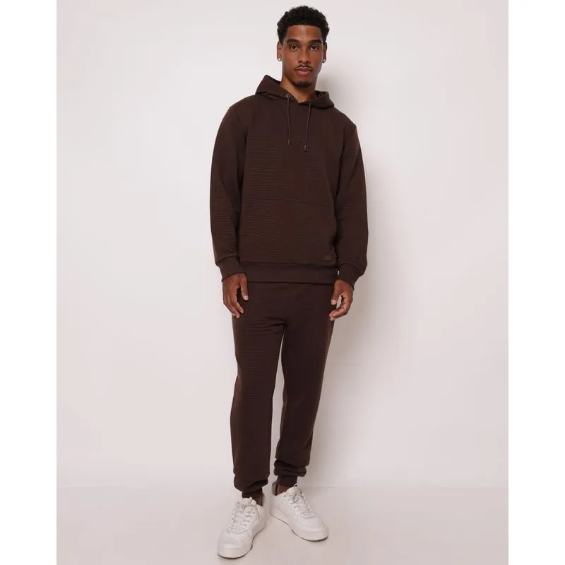 Calça Masculina Jogger Canelada com Bolsos Marrom GG