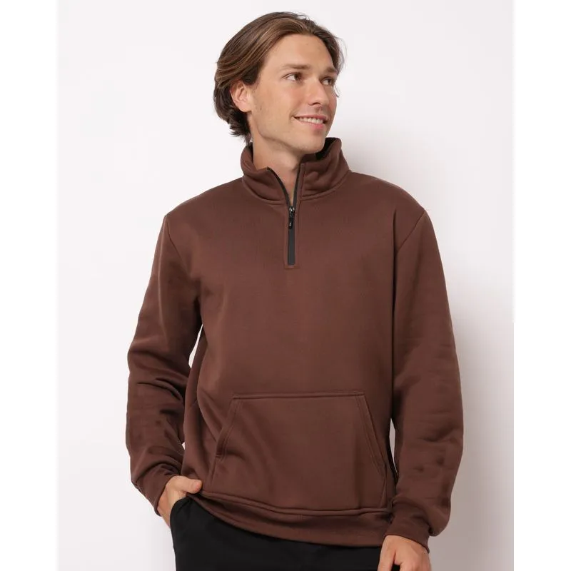Blusão Moletom Masculino Canguru com Zíper Marrom P