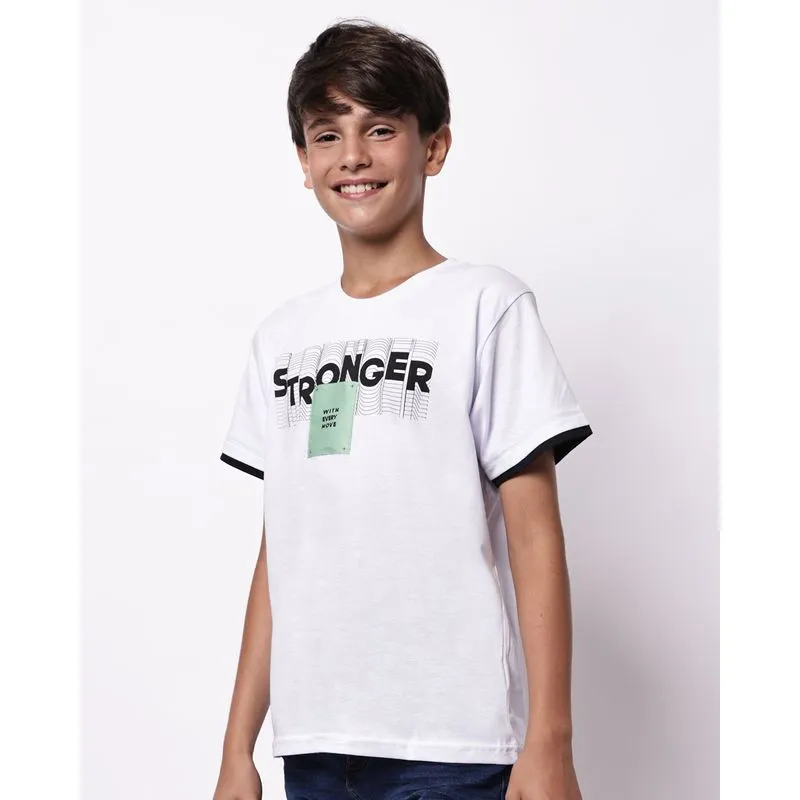 Camiseta Juvenil Algodão Estampa Frontal Branca 16