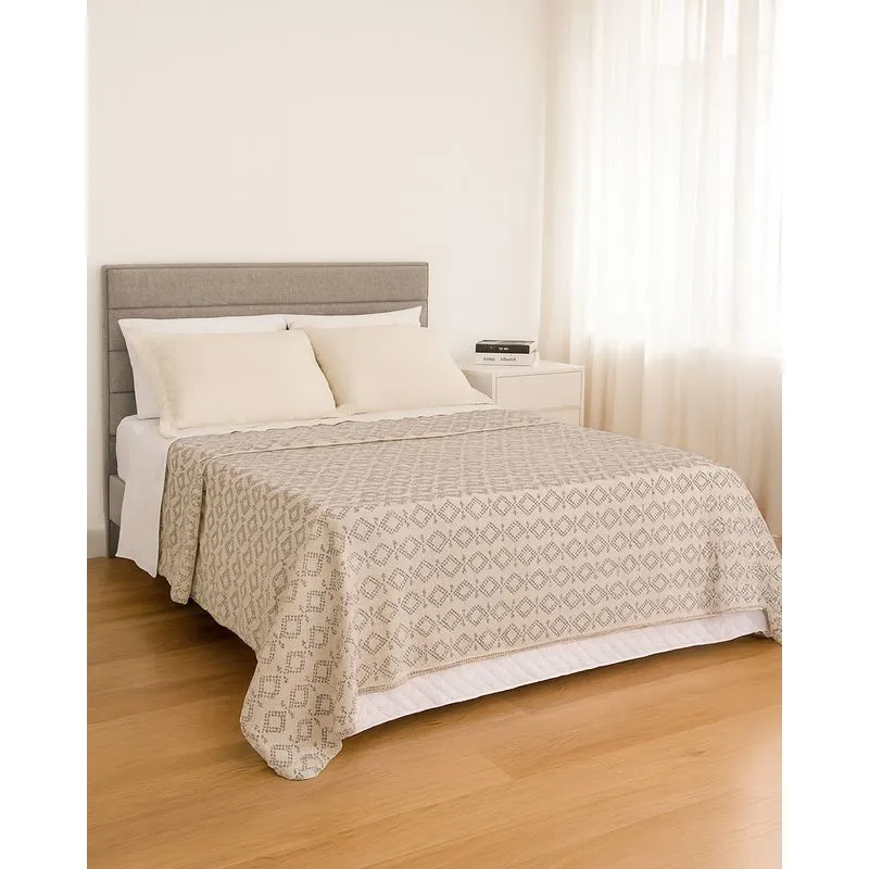 Manta Queen Arte & Cazza 220cm x 240cm Estampada Bege UN